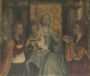 la vergine e il bambino con santi Barbara e catherine