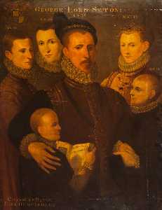 George ( c . 1531–1585 ) , 5th lord seton und sein Familie