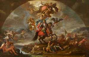 Une Gloire de prince Eugene de Savoy's Victoire sur les turcs en hongrie et au zenta et belgrade dans 1697