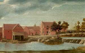 Wier and Water Mill on the River Avon, Stratford upon Avon, Warwickshire