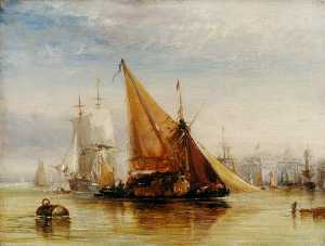 Shipping off the Royal Naval Hospital, Greenwich