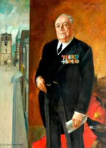 Alderman William Strafford Sanderson, MBE, Councillor (1911–1922), Alderman (1922–1967), Northumberland County Council (1919–1946), Mayor (1913, 1928, 1929, 1937 1961), Honorary Freeman (1946), on St George's Day, 1965