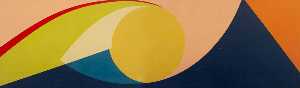 Blue Curve, Yellow Circle (polyptych, panel 6 of 6)