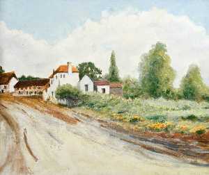 Grove House and Twychell Cottages, Bushey (based on a 1905 drawing by Charles Simpson)