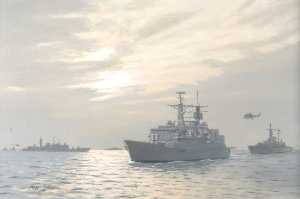 HMS 'London', Evening in the Gulf