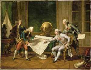 LOUIS XVI DONNANT DES INSTRUCTIONS A LA PEROUSE.29 JUIN 1785
