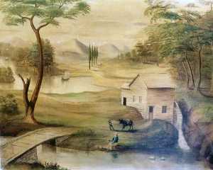 Pastoral Scene with Mill, (painting)