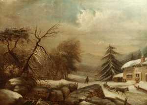 Primitive Winter Scene, (painting)