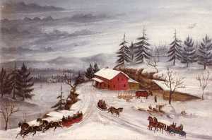 Winter Scene with Inn Wagons, (painting)