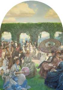 Garden Party in the Grounds of Holland Park, 1870s (panel 7 of 11)