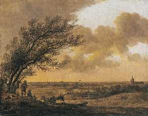 Paysage avec l'église de Wassenaar (l'arbre dans le vent) Paysage