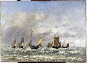 Berck le départ des barques (titre attribué). « Berck (le départ des barques) » (titre du Salon)