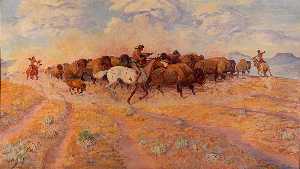 Untitled (Indians Herding Buffalo)