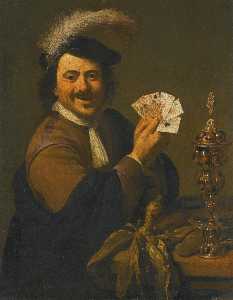 Un cartone  giocatore  mostrando  sua  a mano
