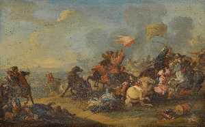 Two Battle Scenes between christians and saracens