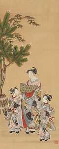Courtesan and Two Attendants on New Year's Day
