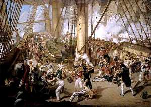 la caduta di Nelson , Battaglia di Trafalgar , 21 Ottobre 1805