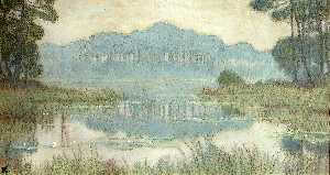 paisagem com coberto  lago