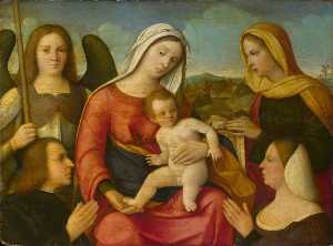 la vergine e il bambino con santi Michael e veronica e due Donatori