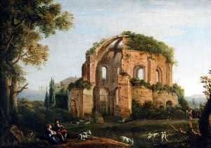 arruinado Templo  para  un  Italiano  paisaje del