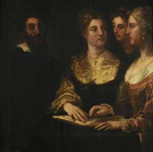 A Concert Three Ladies Singing, a Gentleman on the Left