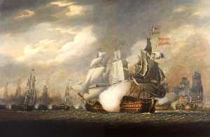 El 'Victory' Rastrillar el español 'Salvador del Mundo' en el Batalla de Capa san vicente , 14 Febrero 1797