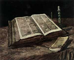 bodegón con abierta biblia