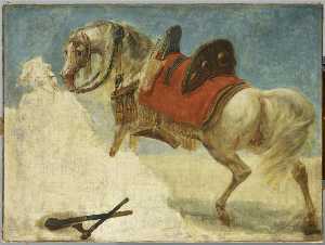 ETUDE DE CHEVAL ARABE HARNACHE , dit aussi le cheval de MUSTAPHA