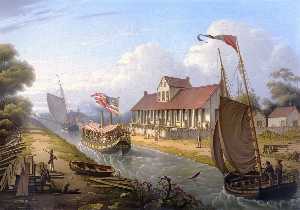 dismal canal marais avec lac Drummond Hôtel , ( peinture )