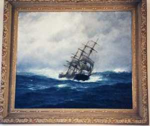 (Sailing Ship at Sea), (painting)