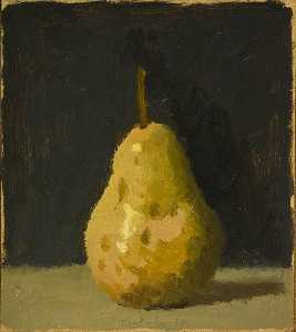 Single Pear on Black Ground