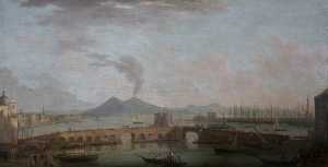 View of Naples The Ponte Nuove in the Porto Grande, and Distant Shipping, Looking across the Bay to Vesuvius