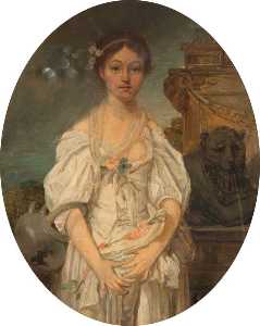 Standing Woman Holding Flowers (after Jean Baptiste Greuze)