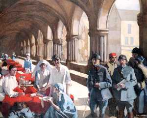 The Scottish Women's Hospital In the Cloister of the Abbaye at Royaumont, Dr Frances Ivens Inspects a French Patient
