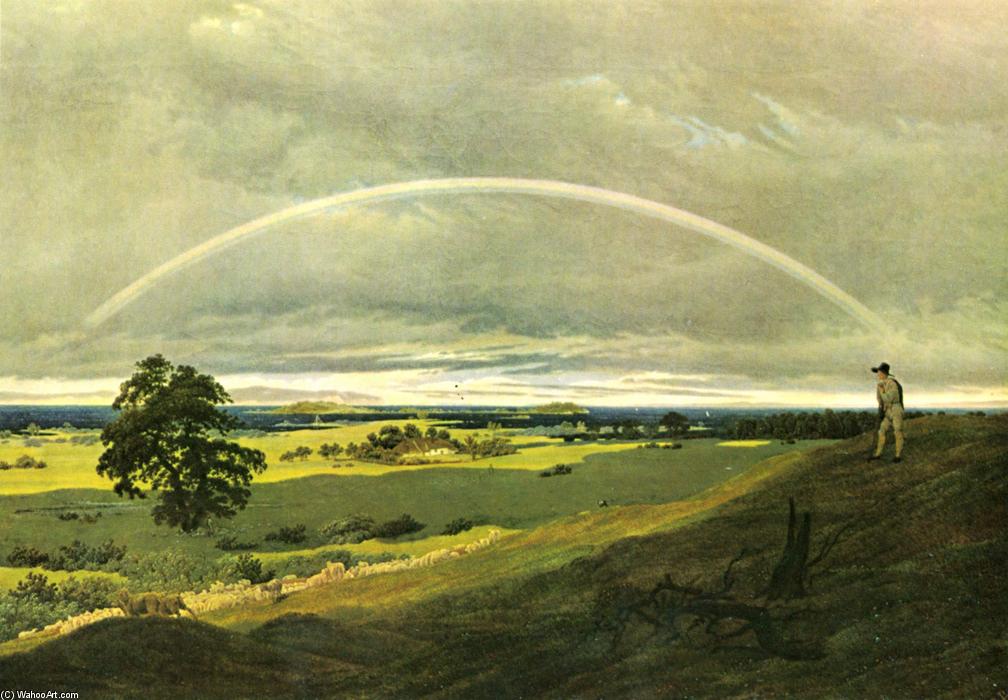 风景 与 彩虹, 布上油画 通过 caspar david friedrich (1774-1840