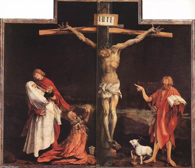 该crucifixion, 油 通过 matthias grünewald (1480-1528, germany)